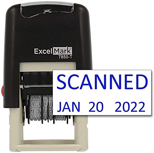 ExcelMark Scanned Date Stamp - Compact Size (Blue Ink) - Image 1